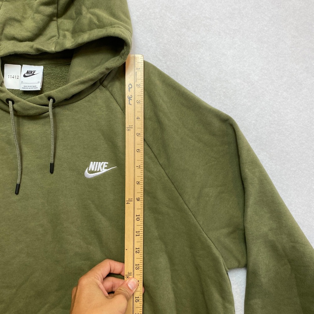 Nike Pullover Hoodie Mens 2X Green Fleece Raglan Swoosh Logo 11412 - Picture 2 of 9